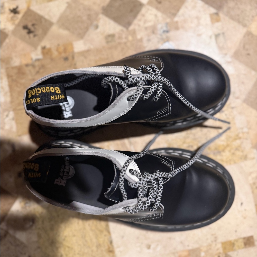 Dr. Martens Black and White Lace-Up Boots